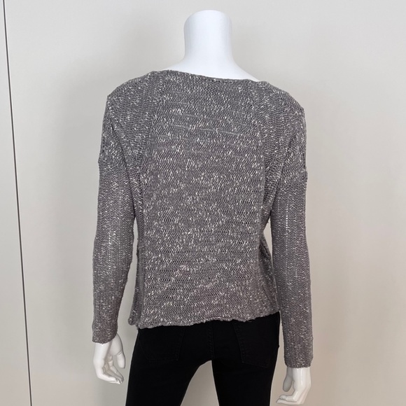 HELMET LANG Hi-Lo Sweater in GreyWhite - Picture 6 of 8